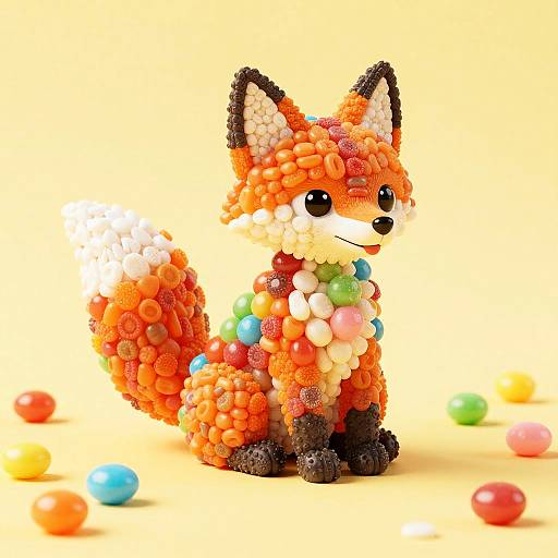 Colorful Candy Fox Sculpture