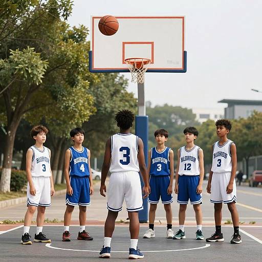 Outdoor Youth Basketball Game Scene