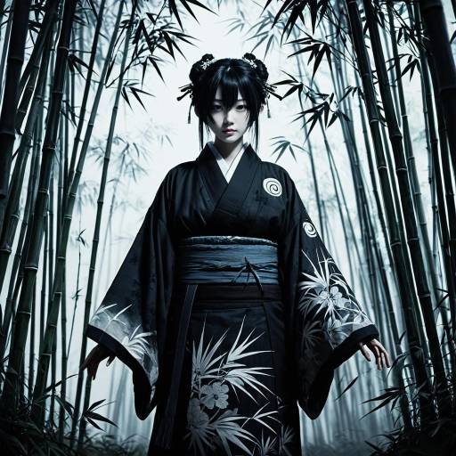 Eerie Shinigami in Misty Bamboo Grove