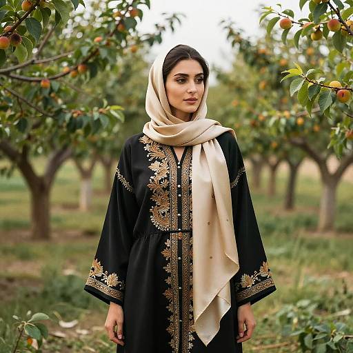 Uzbek Model in Embroidered Robe