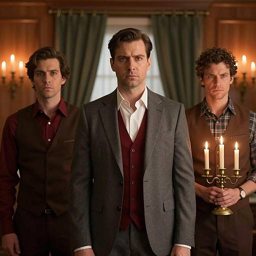 Indoor Gathering of Three Distinct Men