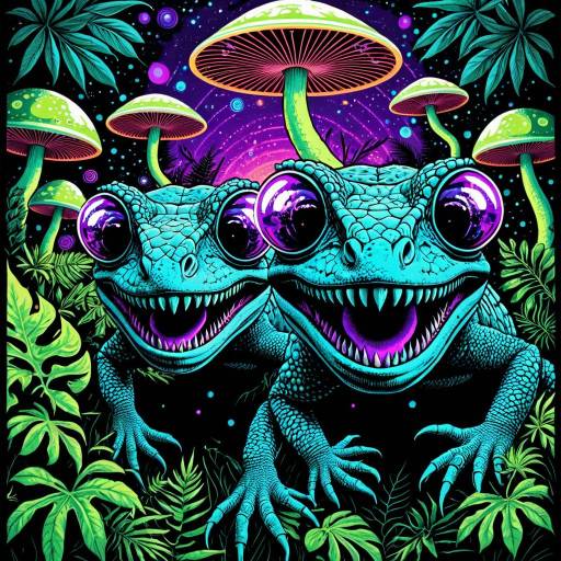 Psychedelic Chameleons and Mushrooms Psychedelic Chameleons and Mushrooms