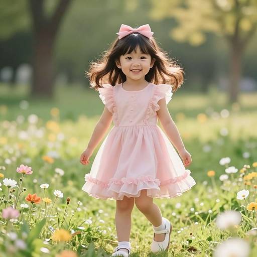 Cheerful Girl in Sunny Meadow