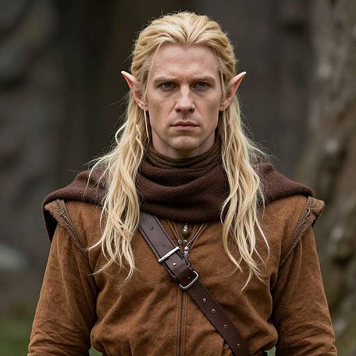 Blonde Male Elf in Brown Outfit