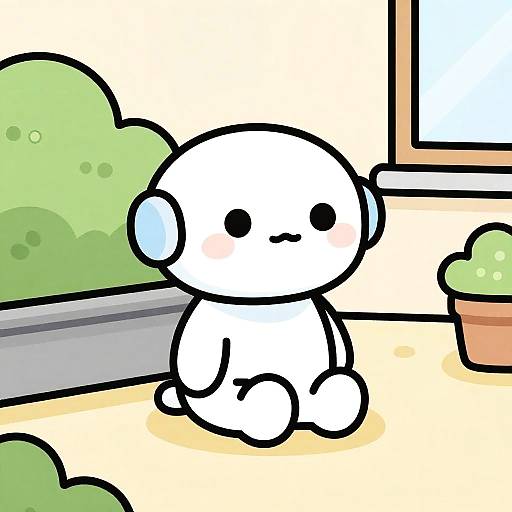 Tiny Curious Robot on Rooftop Garden