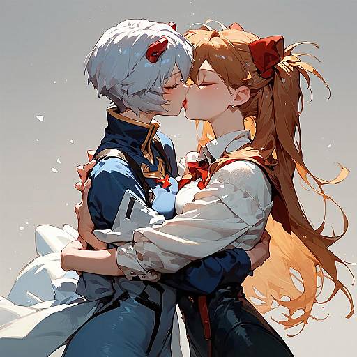 Masterpiece: Asuka and Rei Embrace in Anime