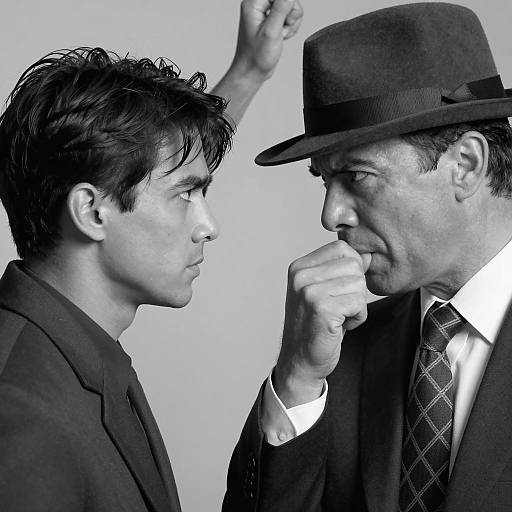 Dramatic Confrontation in Black and White