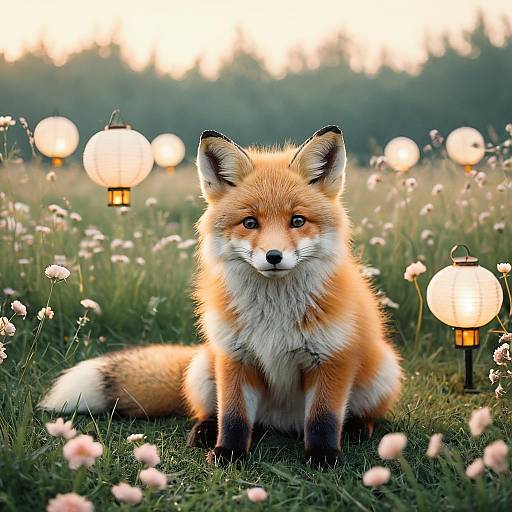 Fluffy Baby Fox in Dreamy Meadow