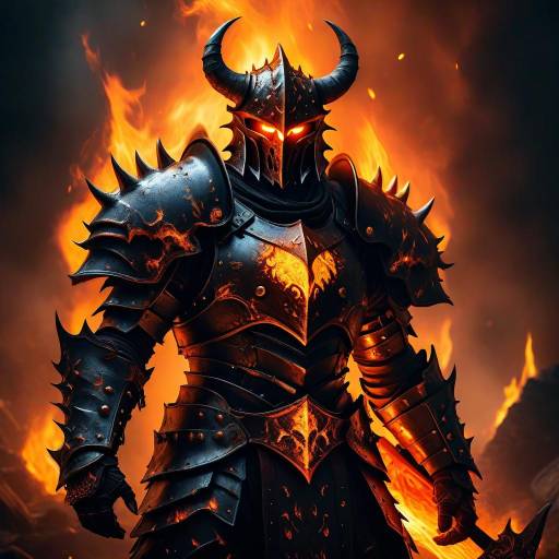 Infernal Warrior Amidst Fiery Chaos