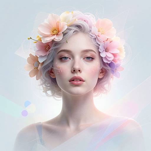 Surreal Floral Geometric Woman Portrait