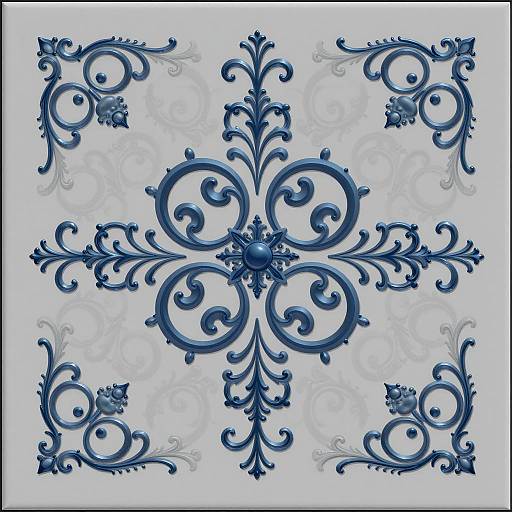 Ornate Steel Blue Scrollwork Design