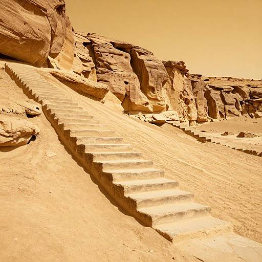 Eternal Staircases in Desert Landscape