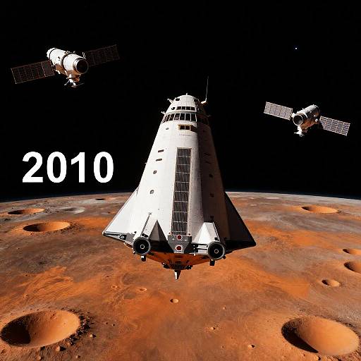 Spaceship Landing on an Orange Moon