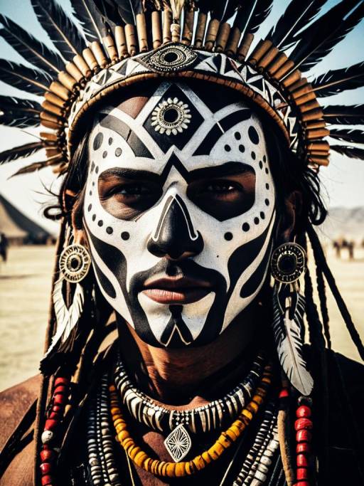 Tribal Man in Burning Man Outfit