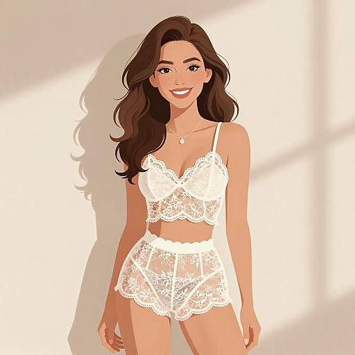 Chic Boudoir Portrait of Smiling Woman