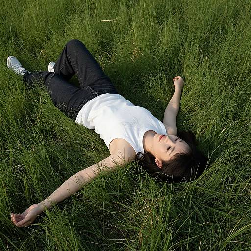 Serene Woman Lying in Field