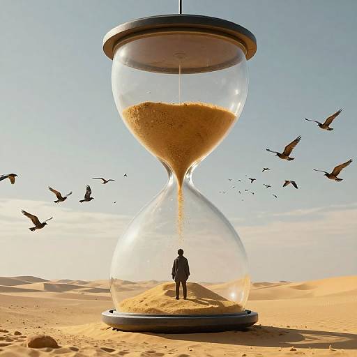 Solitary Figure in Hourglass Realm