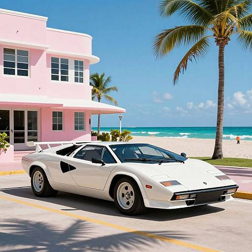 Retro Lamborghini Countach on Miami Beach