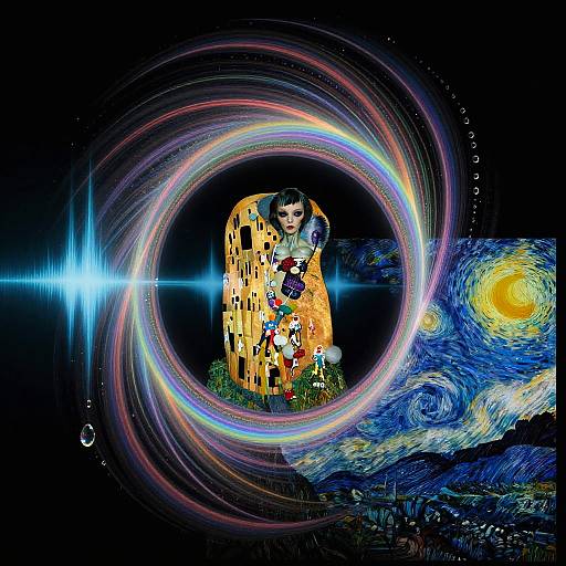 Digital artwork blending Gustav Klimt's 