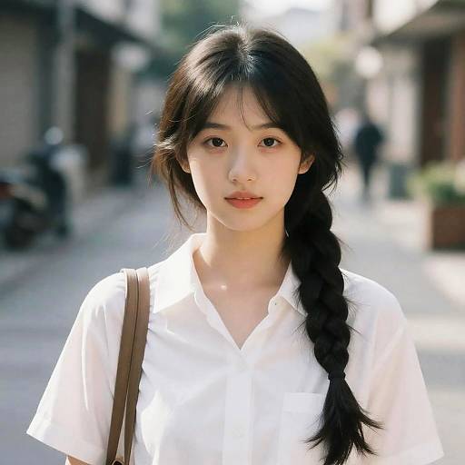 Wise and Beautiful Girl on Street