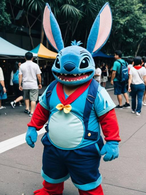 Man in Lilo Stitch Costume at Outdoor Event