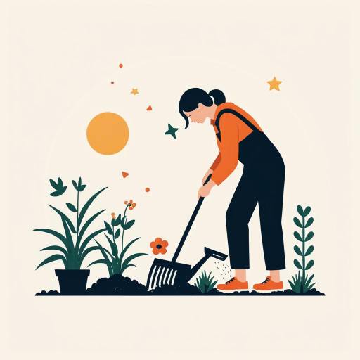 Minimalist Flat Illustration of Gardening Woman