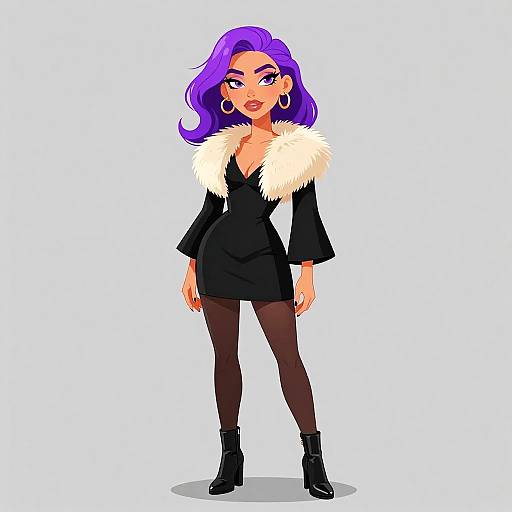 Edgy Woman in Black Mini Dress