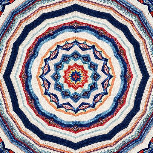 Kaleidoscopic Geometric Floral Quilt
