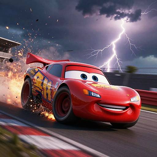 Dramatic Lightning McQueen Crash Scene