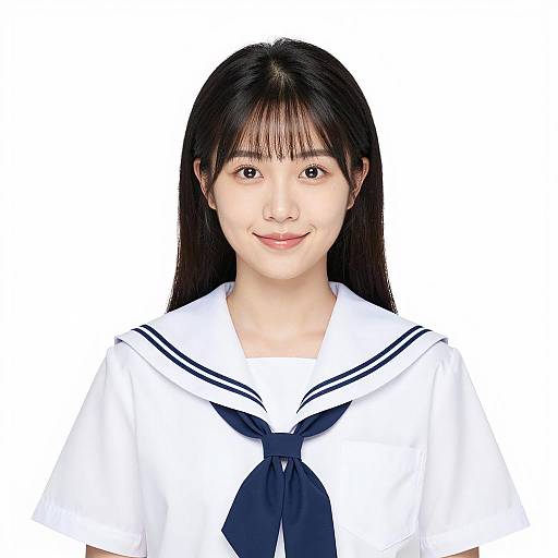 Asian Woman in Sailor School Uniform
