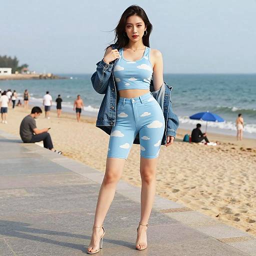 Confident Woman at Coastal Promenade