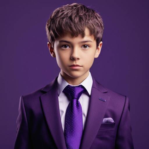 Young Boy in Purple Suit and Tie