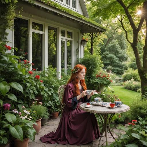 Tranquil Garden Tea Moment