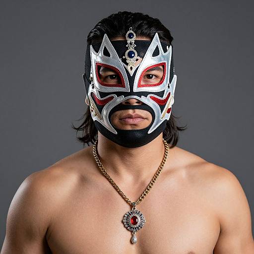 Masked Mexican Wrestler Solo Portrait