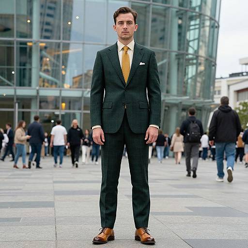 Confident Man in Stylish Plaid Suit