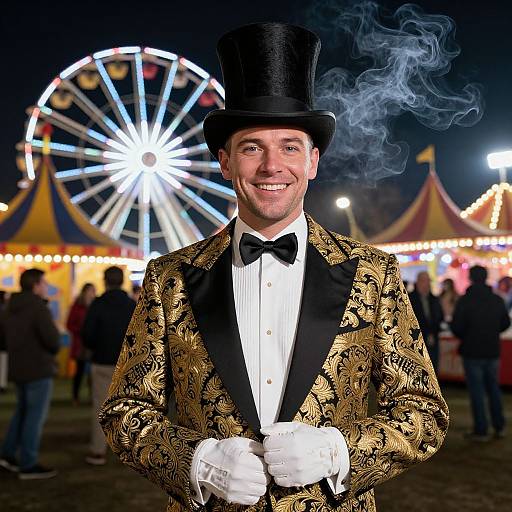 Festive Carnival Man in Ornate Tuxedo