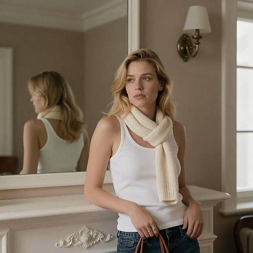 Blonde Woman in Cozy Room Setting