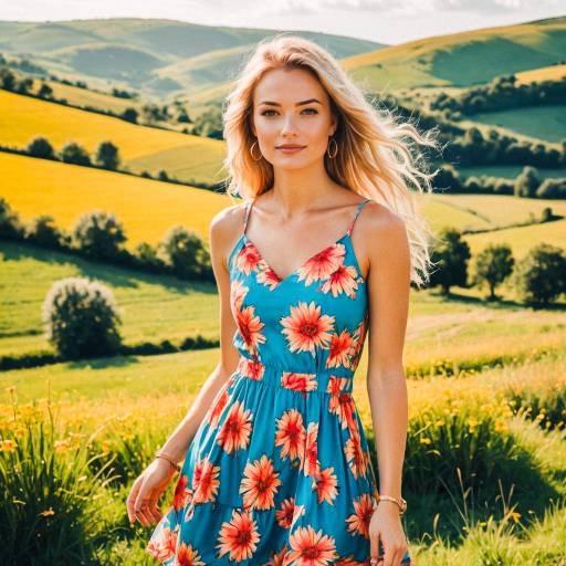 Blonde Girl in Vibrant Countryside Setting Blonde Girl in Vibrant Countryside Setting