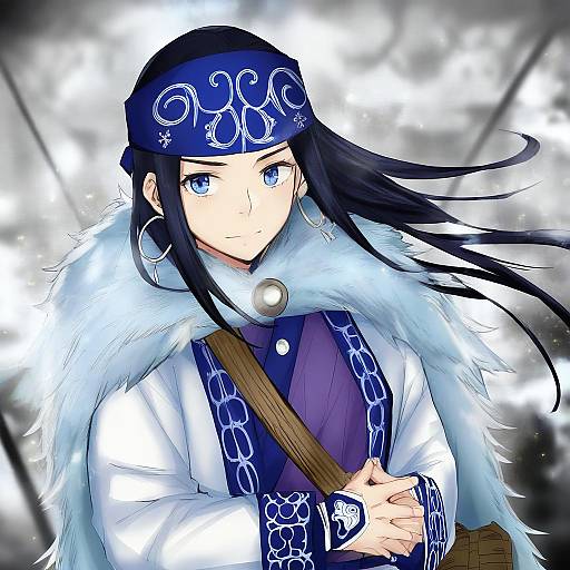 Illustration of Asirpa, golden kamuy in the style of Rib:y(uhki)