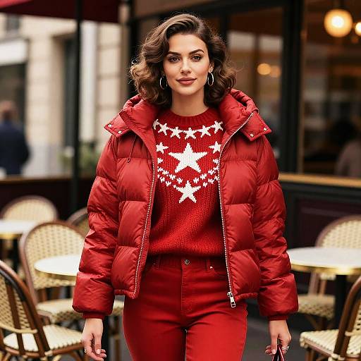 Pear-Shaped Woman in Vibrant Winter Fashion