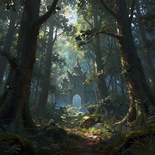 Ancient Fantasy Forest with Magical Gateway