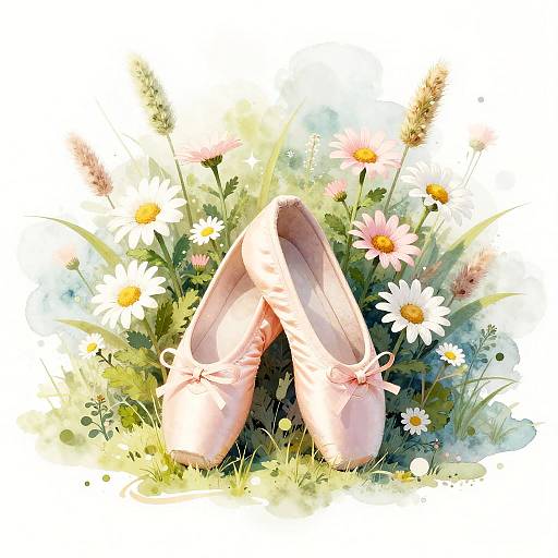 Delicate Pink Ballet Pointe Shoes Illustration