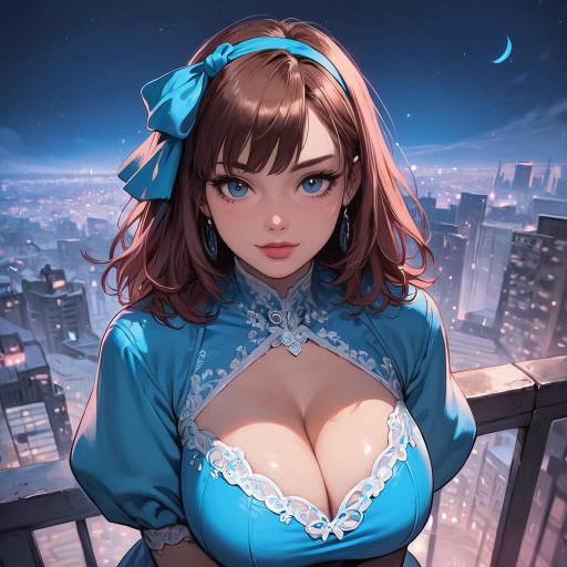 Aesthetic Anime Girl on a Rooftop