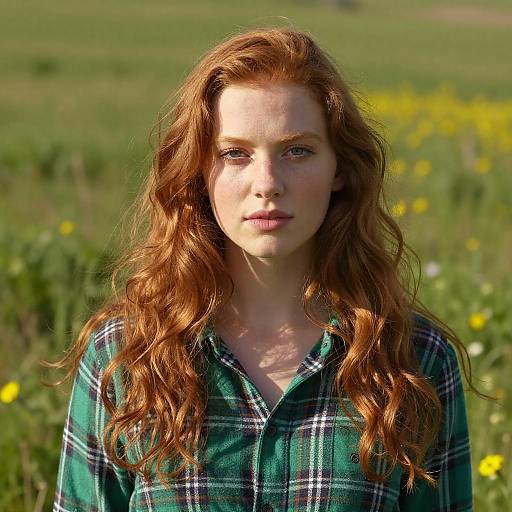 Portrait of Woman in Green Plaid