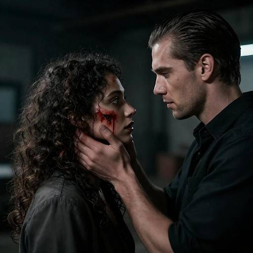 Intense Dramatic Scene in Industrial Setting