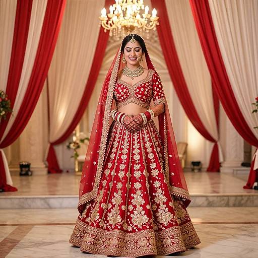 Graceful Bride in Vibrant Banarasi Lehenga