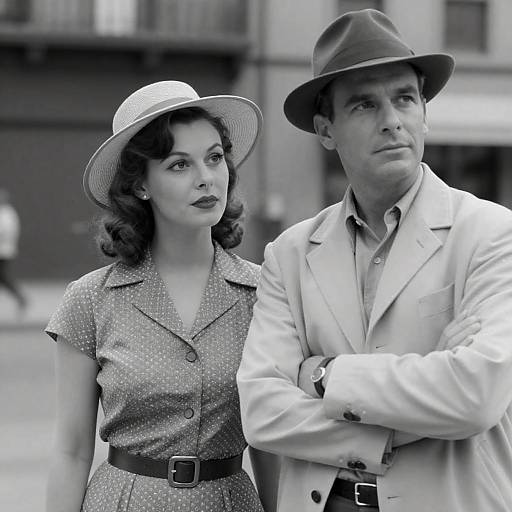 1940s Black-and-White Urban Couple Portrait