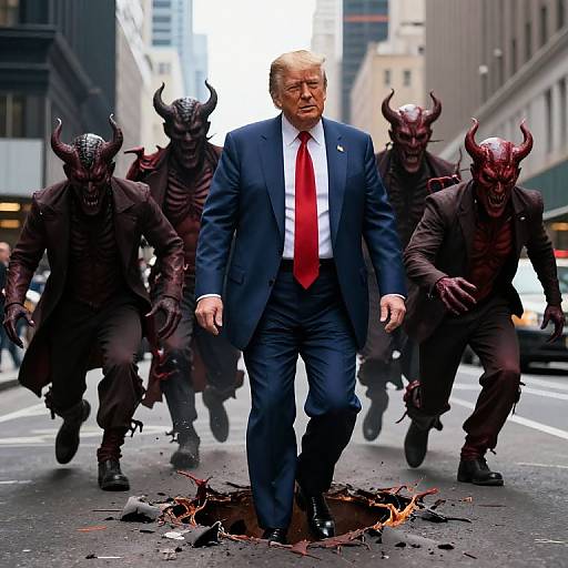 Donald Trump Dragged to Hell Scene