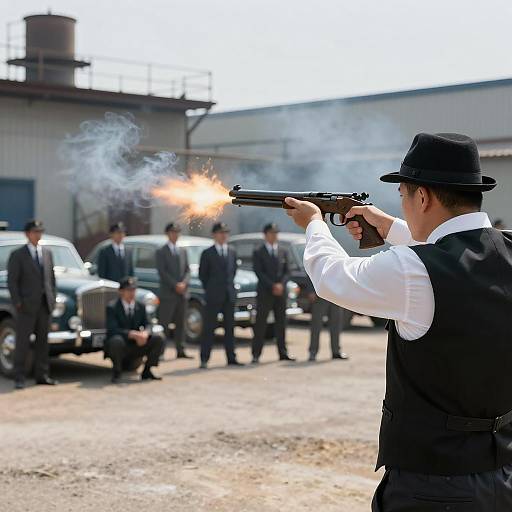 Dramatic Showdown in Industrial Setting