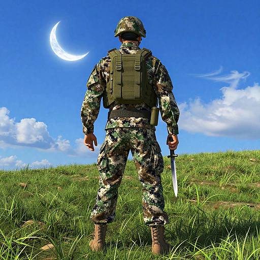 Moonlit Soldier with Dual Knives